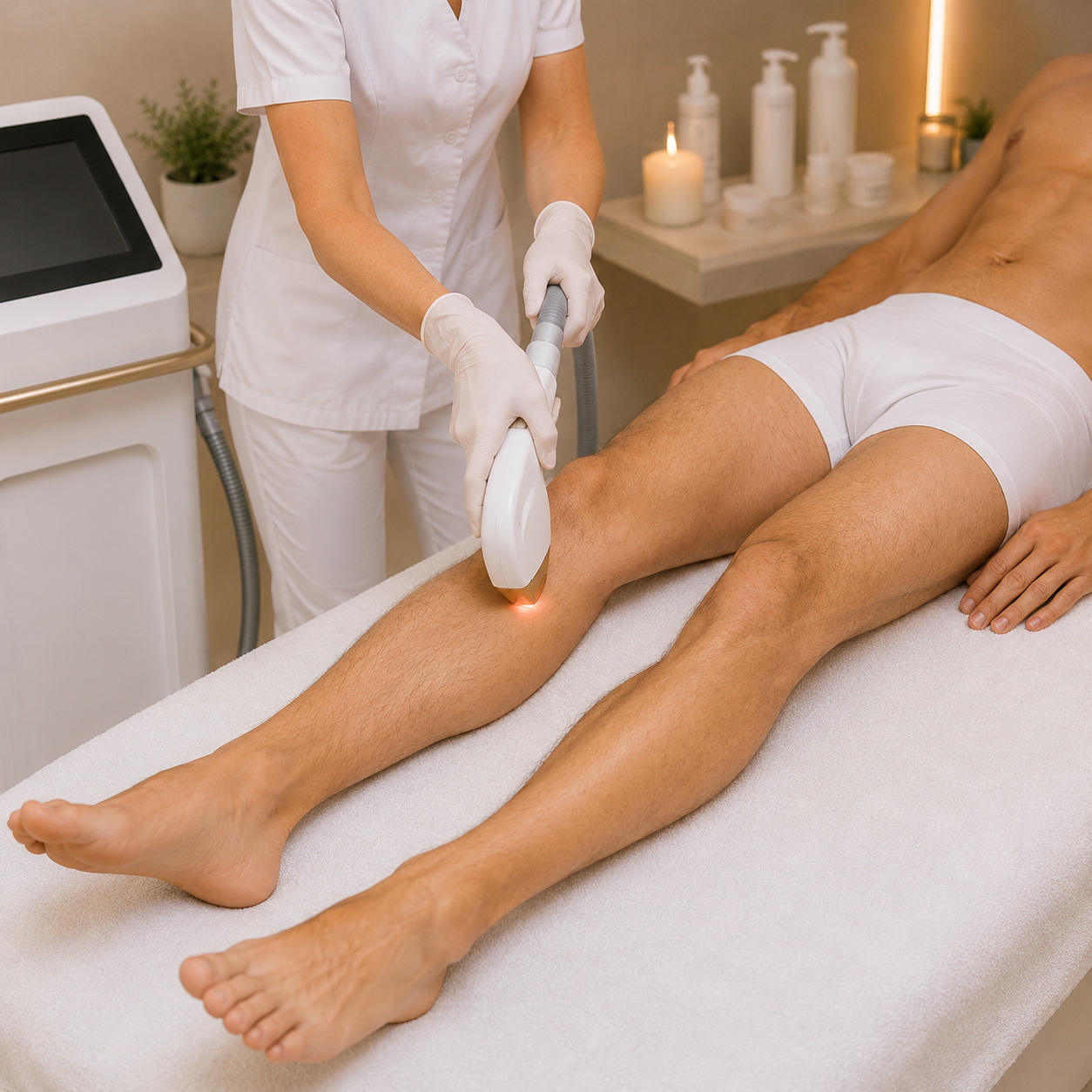 Dauerhafte Haarentfernung Beine halb – 20 Min