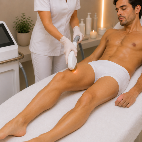 Dauerhafte Laser-Haarentfernung der gesamten Beine für Herren in Baar.