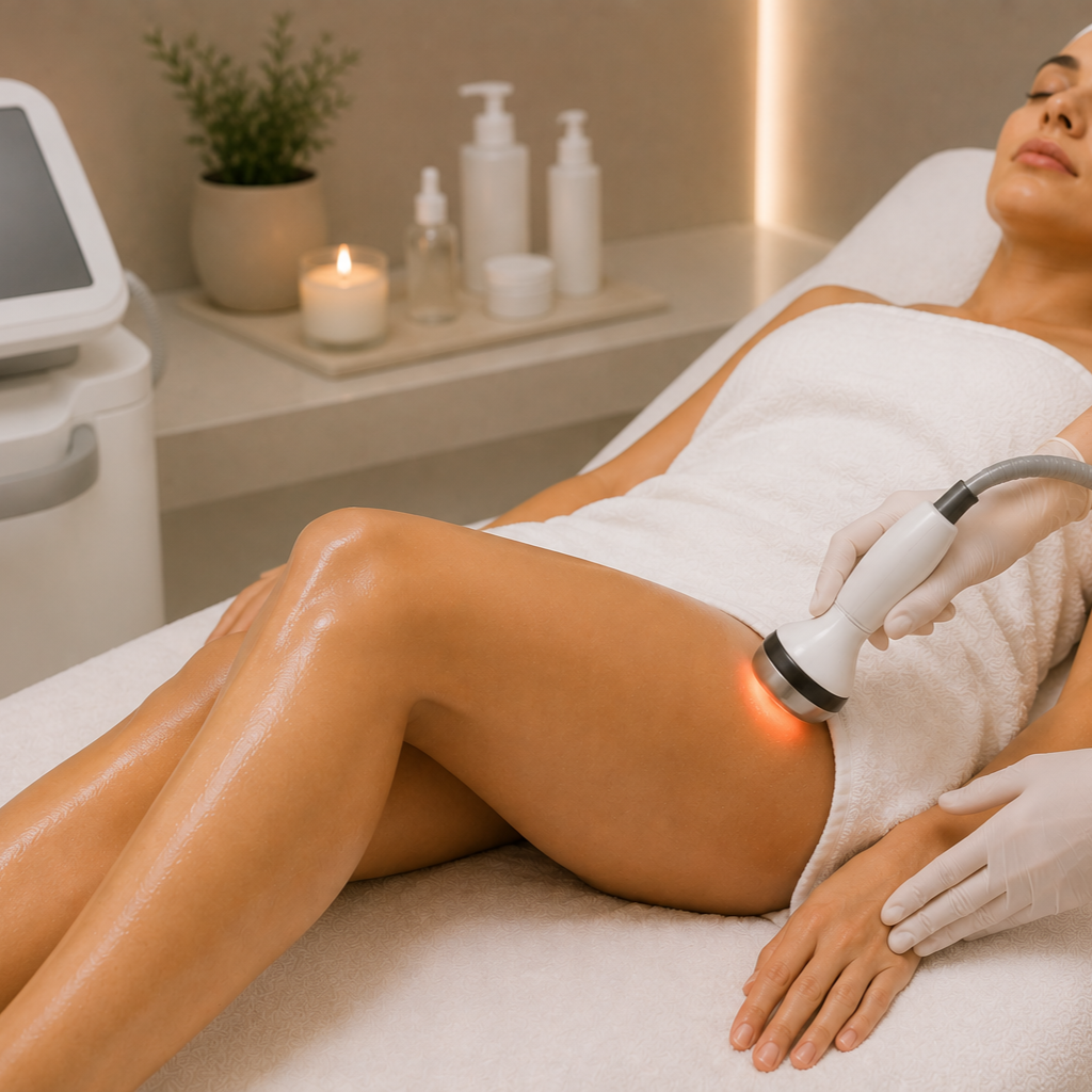 Professionelle Radiofrequenz Behandlung in Baar zur Hautstraffung, Kollagenstimulation und sichtbaren Verbesserung der Gesichtskonturen.